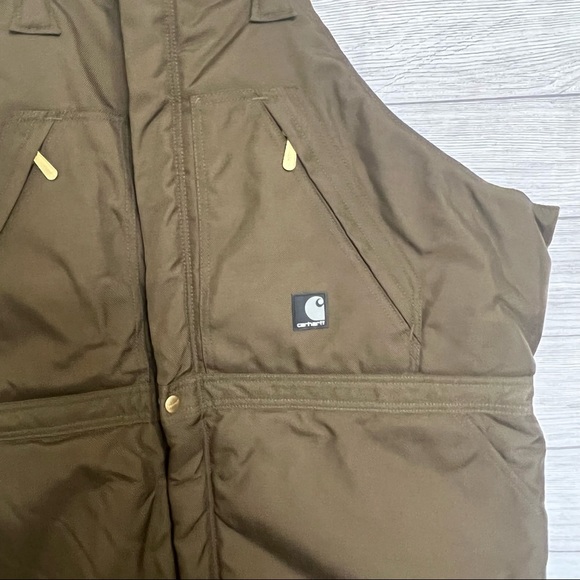 Carhartt Arctic Zip Front Bib-Overall Quilt Lined Size 50x30 Brown Model R33 - Picture 12 of 14